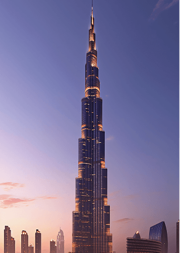 Burj Khalifa and Dubai skyline representing global locations